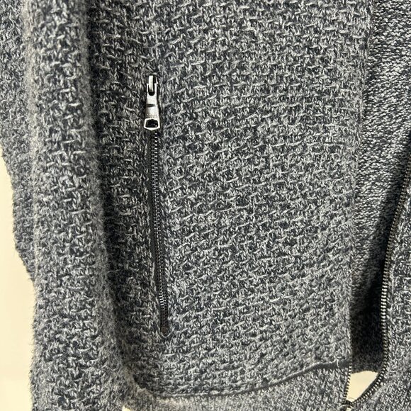 Banana Republic Mens Cotton Wool Black Gray Zip Front Cardigan Sweater Sz Large - Picture 5 of 12